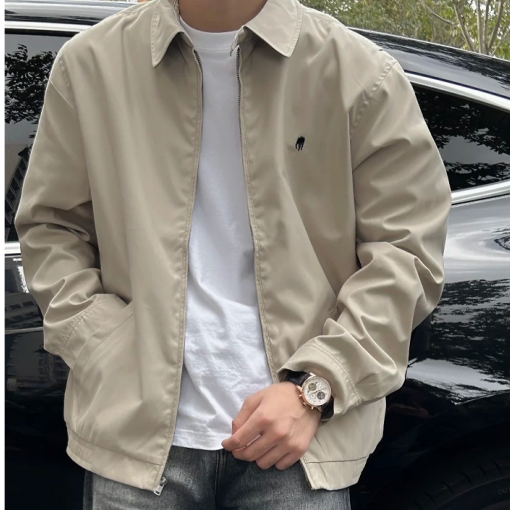 刺绣 男女同款经典运动翻领夹克行政夹克-专属