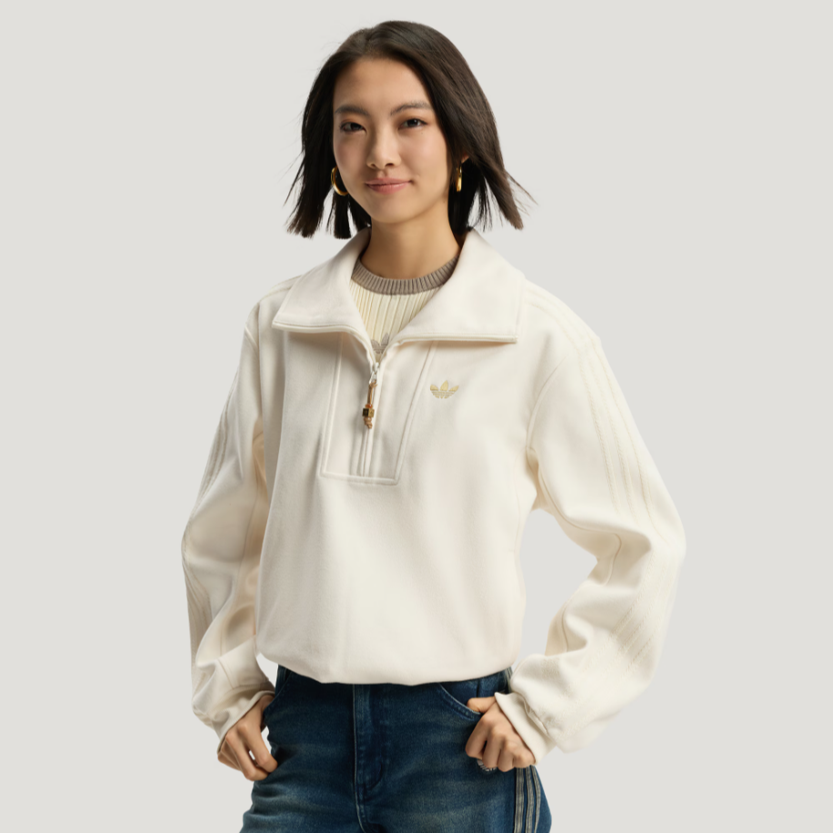 阿迪达斯 女款新年款慵懒风半开襟运动卫衣套头衫KT0725