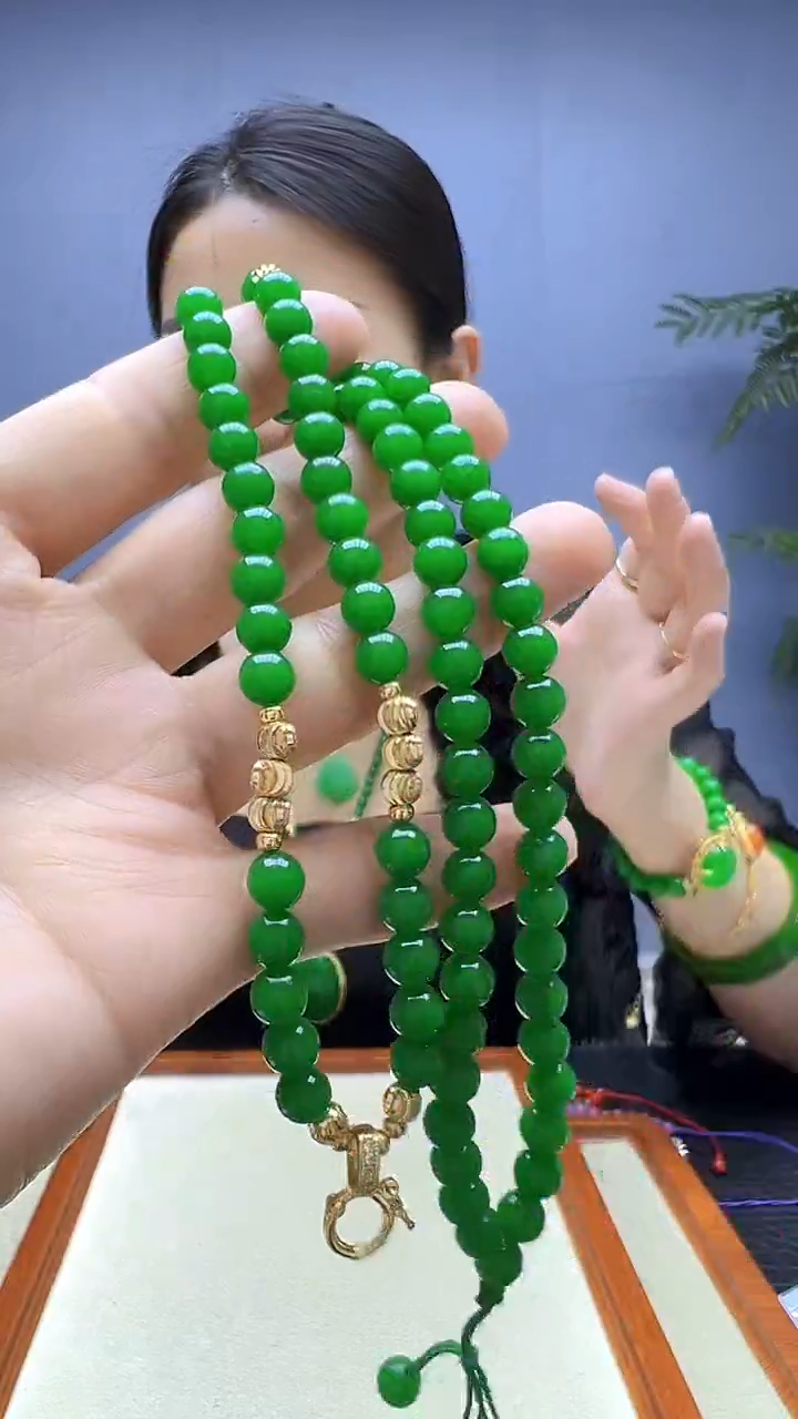 翡翠14K金镶嵌颈饰万能链6mm项链