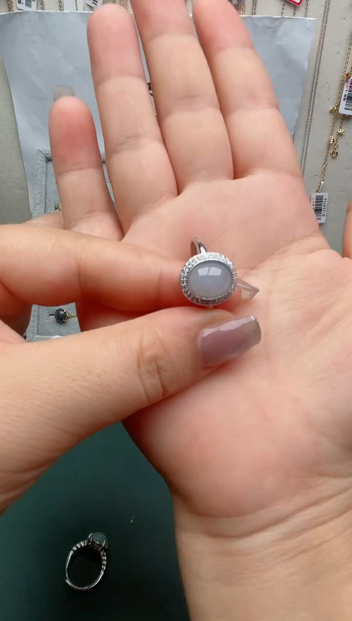 翡翠戒指银S925镶嵌.