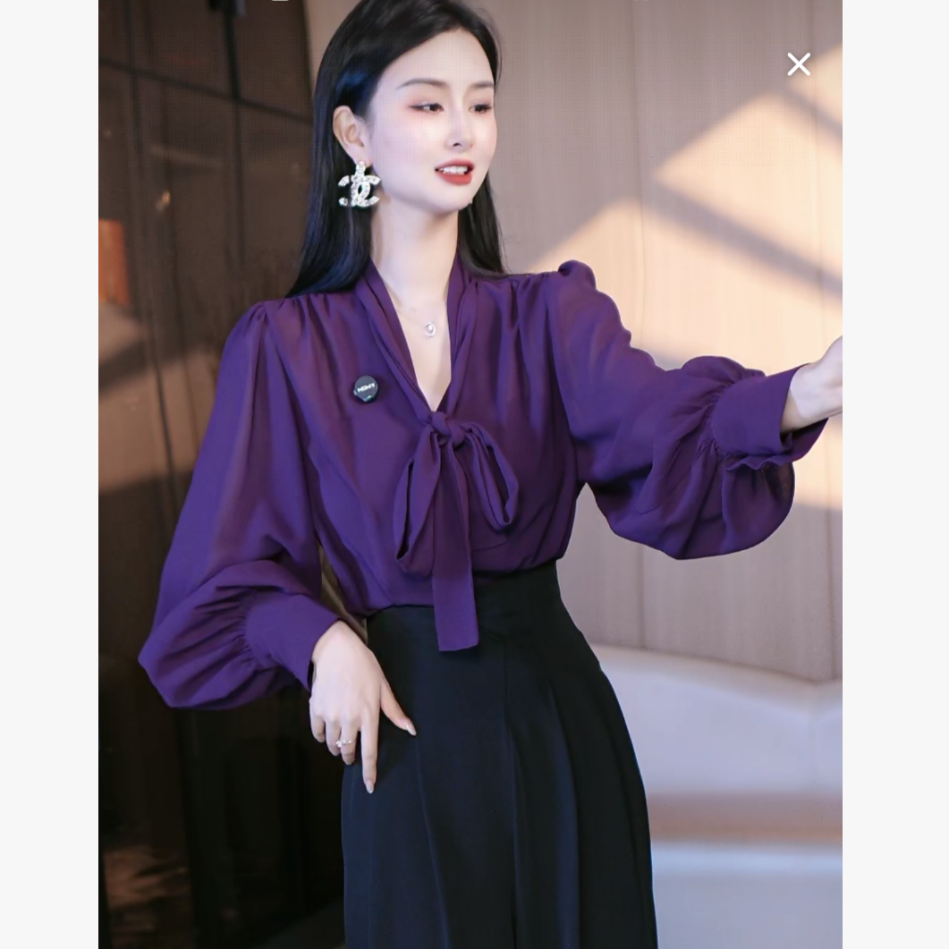 刘欣服饰 2025新款秋装V领气质网红减龄长袖洋时尚气上衣2164