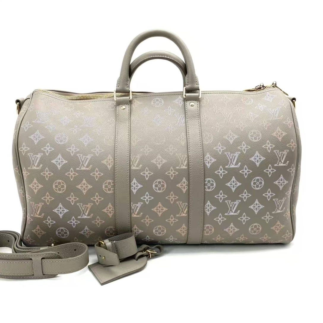 全新未使用 LouisVuitton/路易威登 全皮Keepall45 大斜挎旅行袋