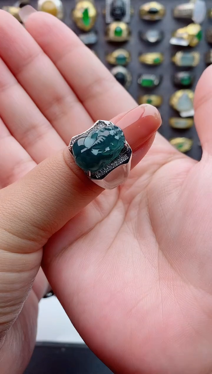 未镶嵌戒指翡翠天然翡翠男戒