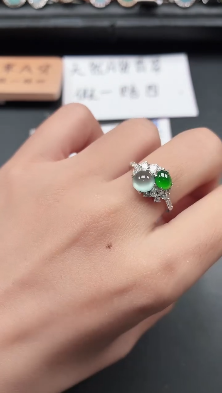 银S925镶嵌戒指翡翠11