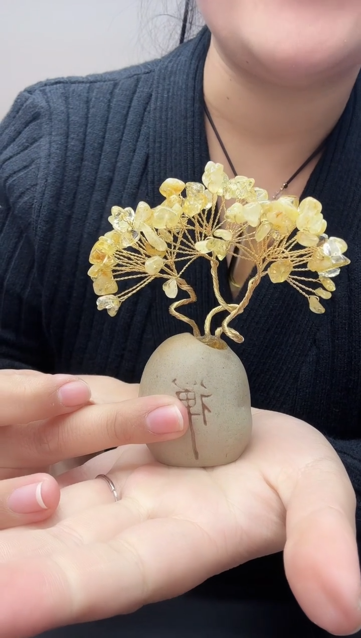 颈饰银S925镶嵌水晶天然黄水晶摆件90