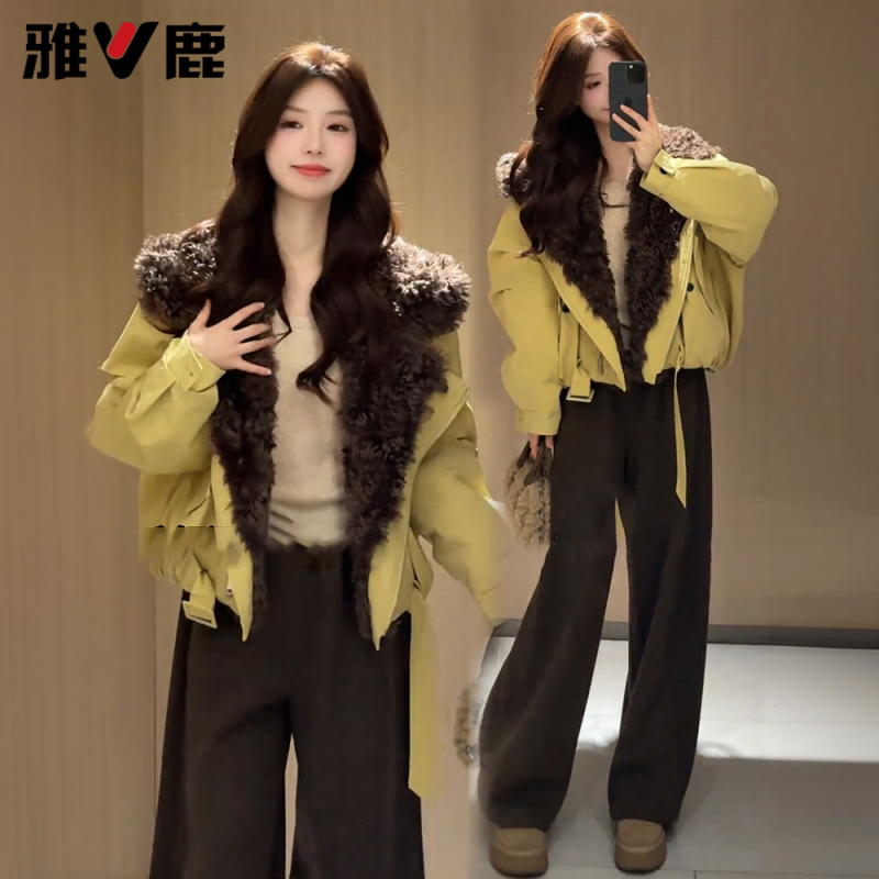 雅鹿加绒加厚外套2025冬季新款时髦洋气减龄保暖高级感上衣