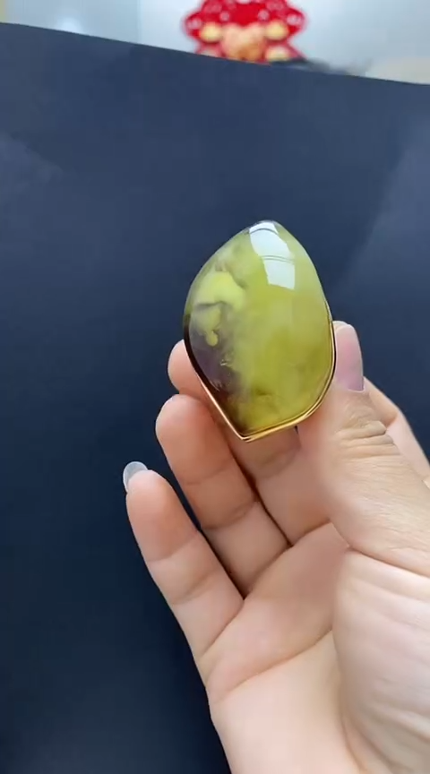 【闪购商品】琥珀裸石银S925镶嵌琥珀戒指