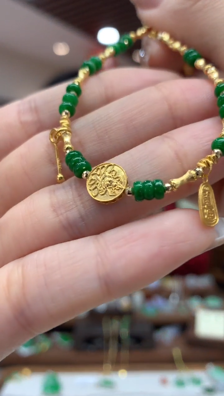 【闪购商品】翡翠手链18K金镶嵌手链多样性发货1件