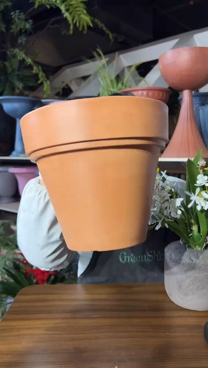 25.5*22/OT25/橙色镜面手工拉丝花盆外贸尾单