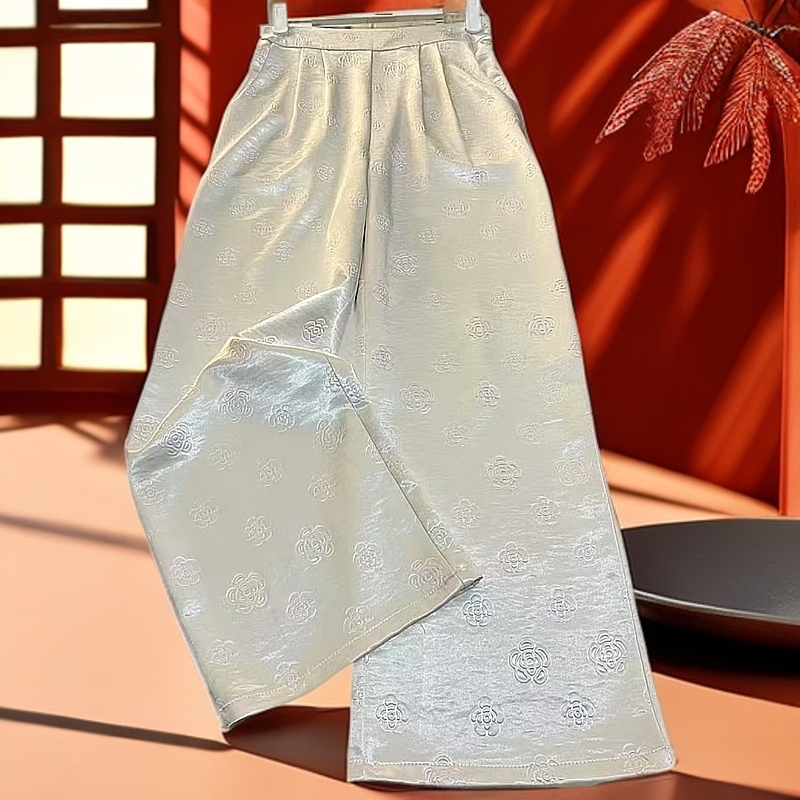 【油料玫瑰裤】高腰直筒窄版裤显瘦百搭时尚长裤夏季宽松设计师