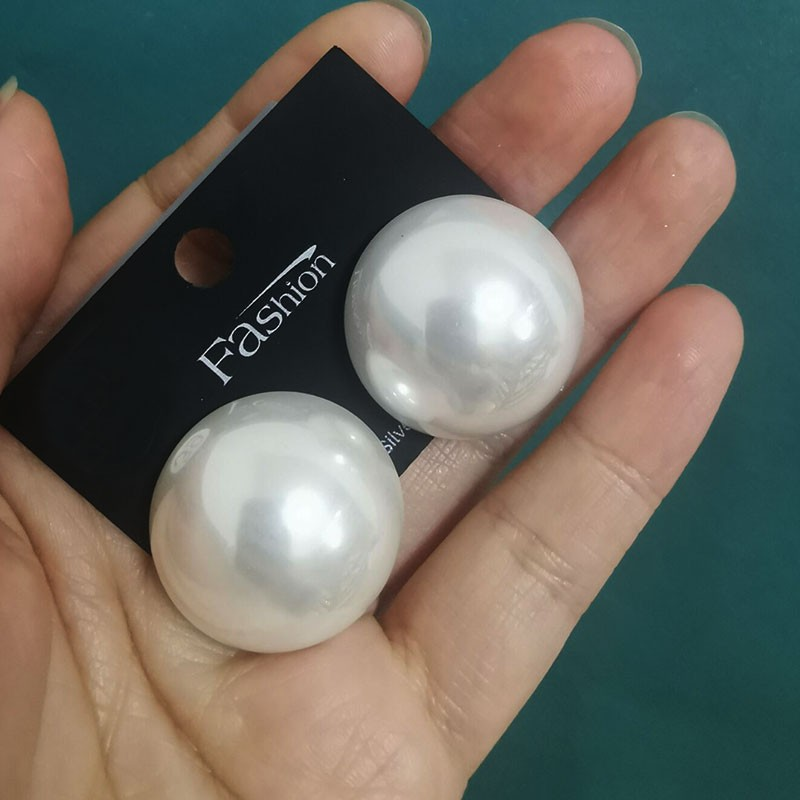 合金仿珍珠耳饰 银针女高级感赫本风复古夸张轻奢气质个性大耳环