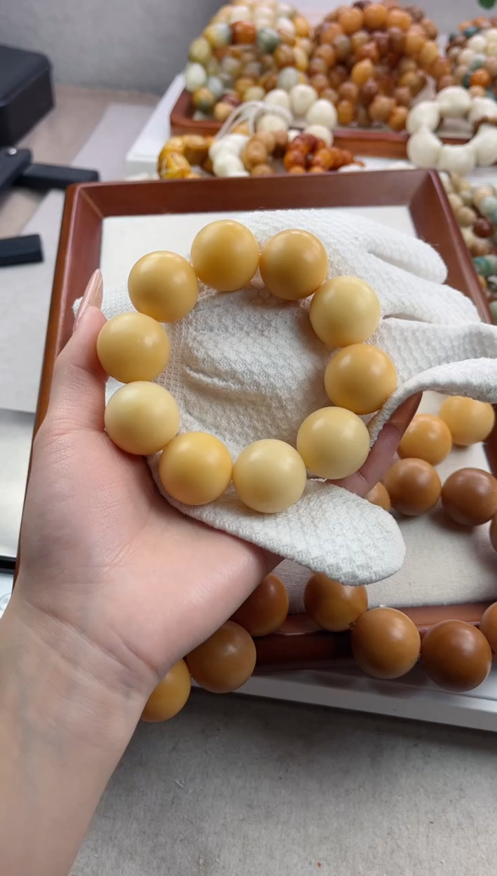 【闪购商品】菩提根/象牙果手串干磨圆珠24mm瑕疵不补N14