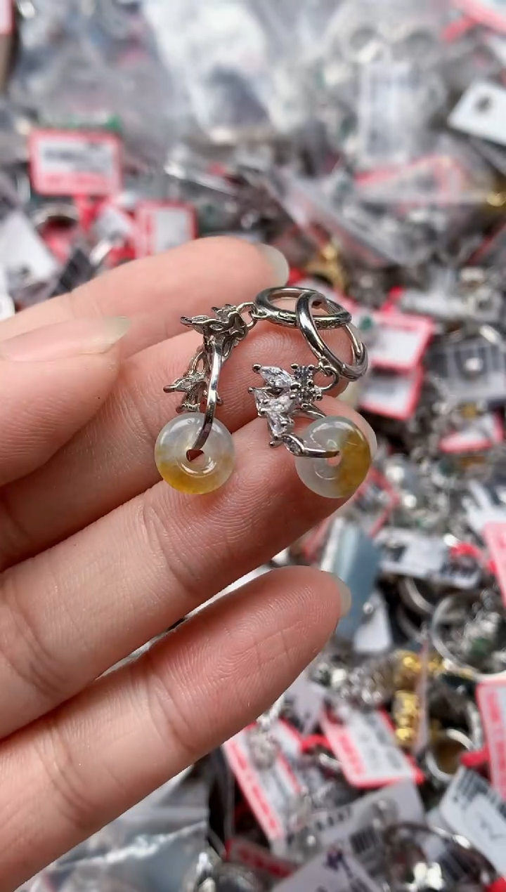 银S925镶嵌戒指翡翠天然A货缅甸翡翠