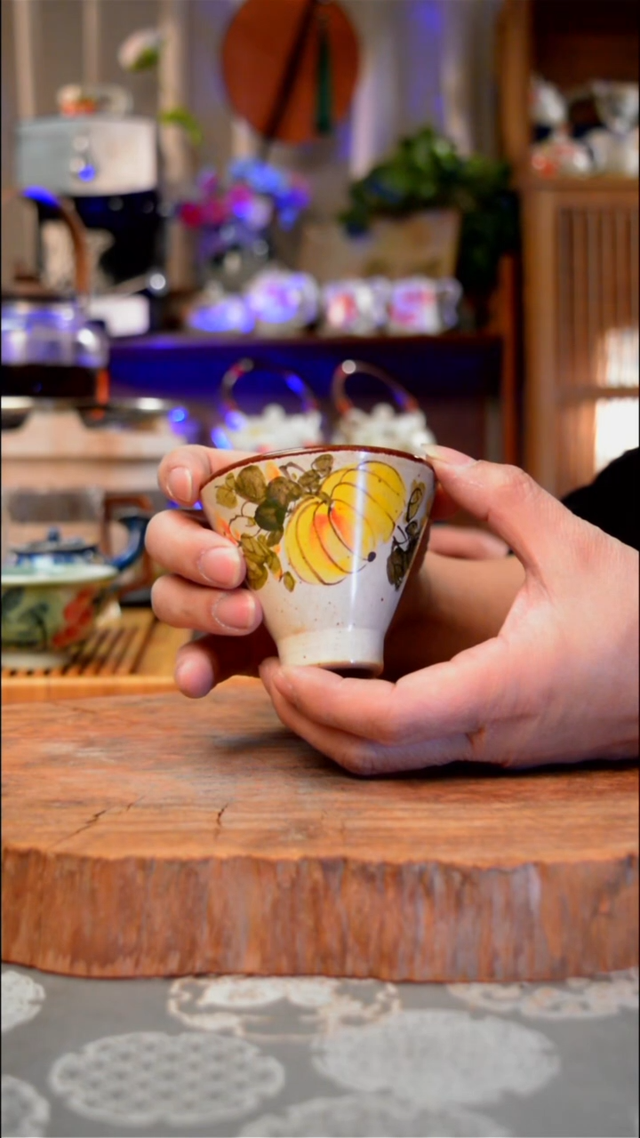 【闪购商品】杯子南瓜景德镇纯手工手绘手绘