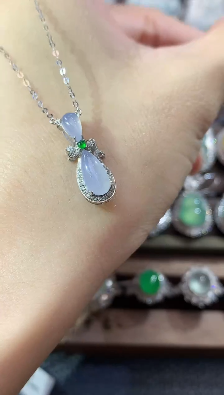 项链18K金镶嵌翡翠D7 紫货有一定色差