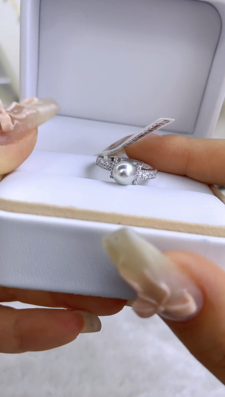 银S925镶嵌戒指海水珍珠多样性发其一