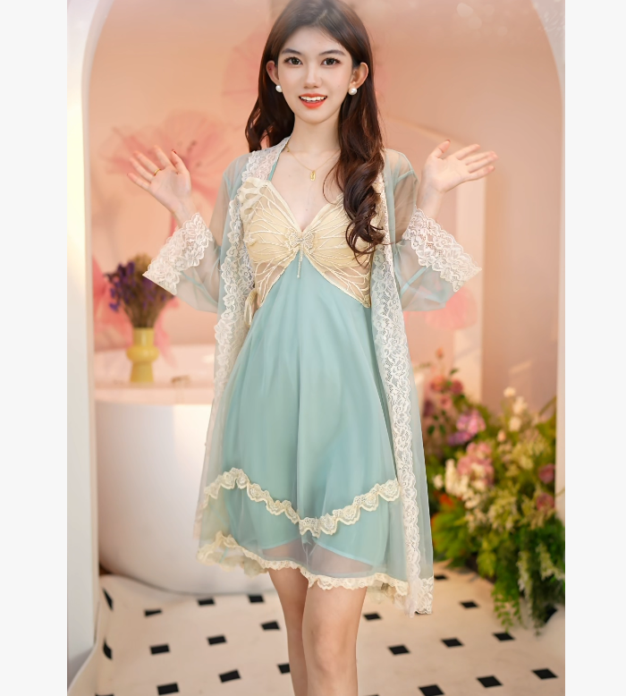 【测6】上小楼性感睡衣女款夏季冰丝法式露背纯欲绝美胸垫吊带睡裙