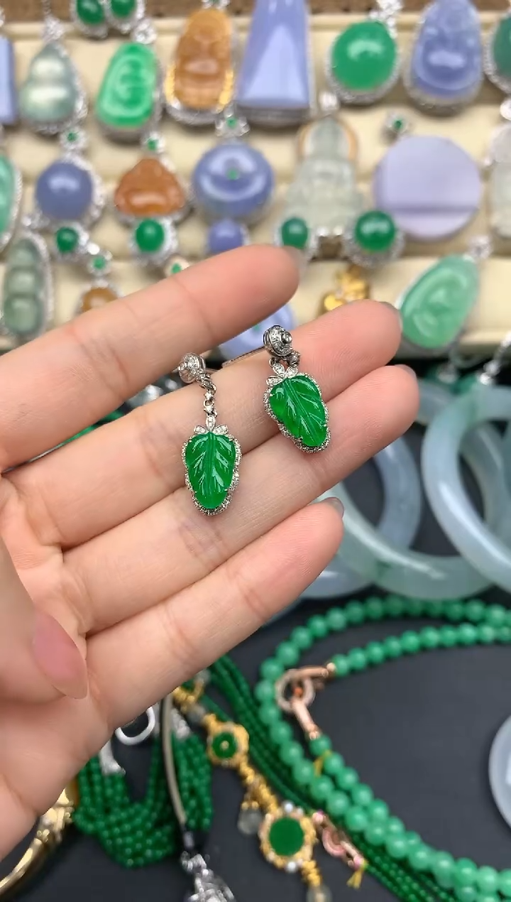 【闪购商品】翡翠耳饰18K金镶嵌472-中国好珍宝