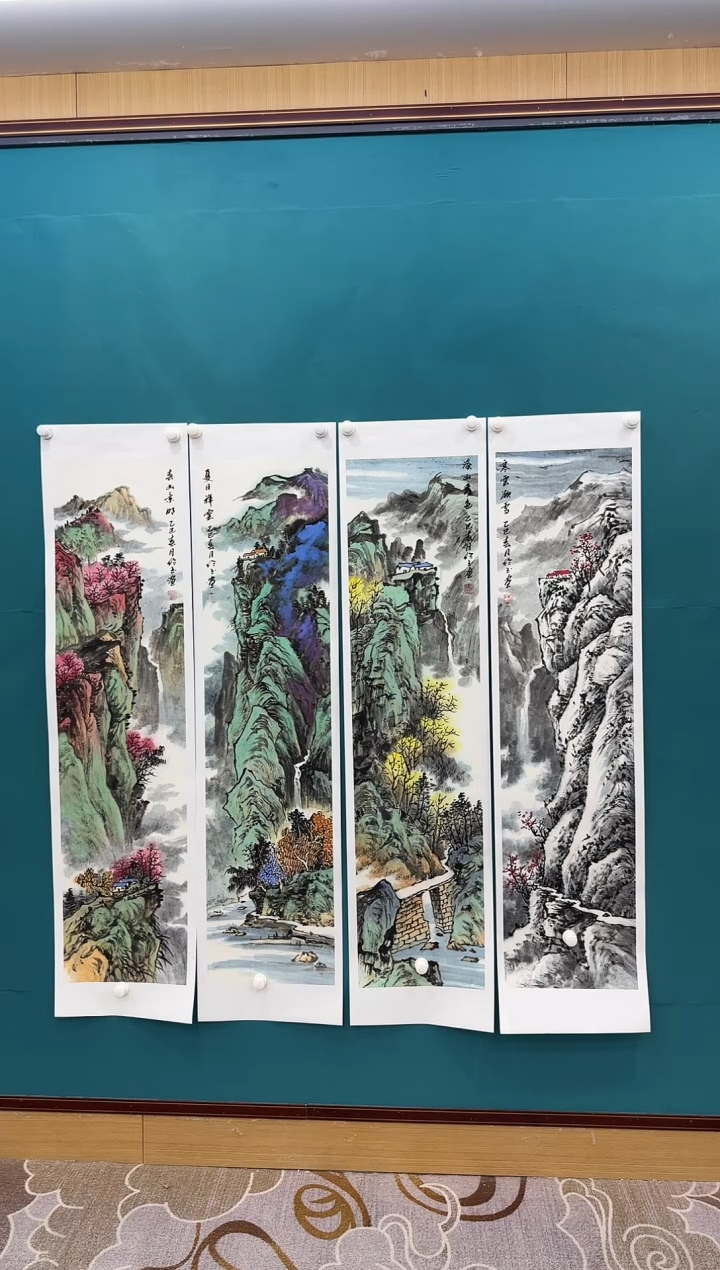 【闪购商品】绘画xc张伦玉-四条屏-国画