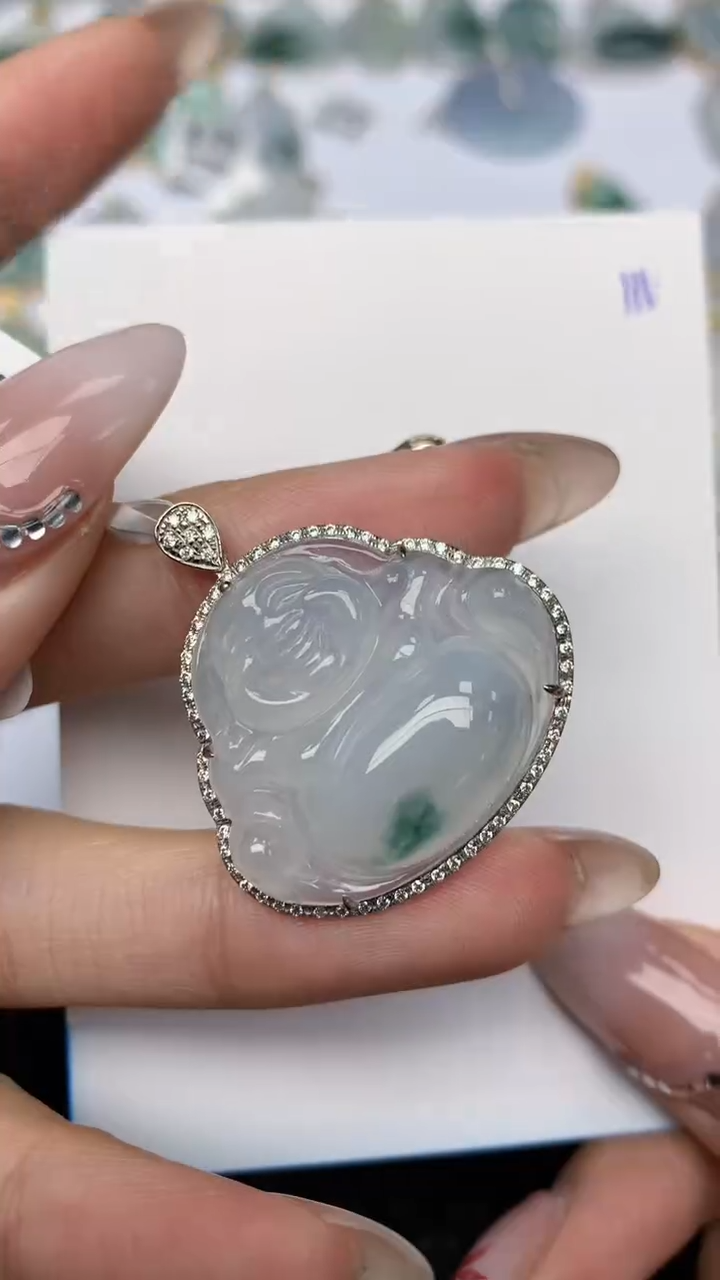 【闪购商品】翡翠颈饰18K金镶嵌天然翡翠A货