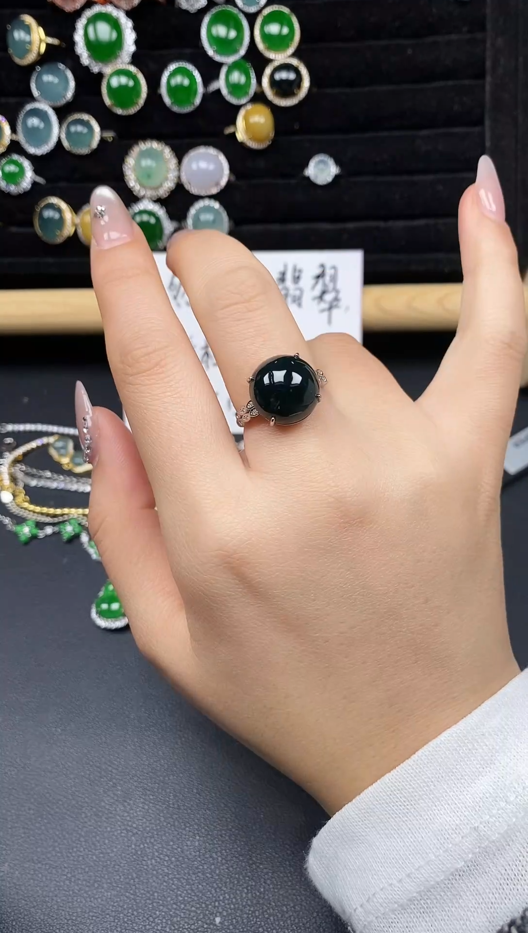 银S925镶嵌戒指翡翠65262