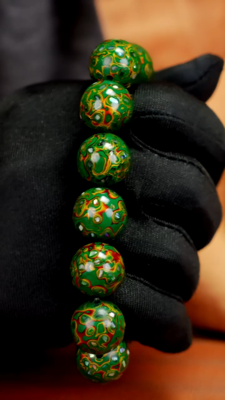 疯子大漆绿金螺钿15mm  14颗