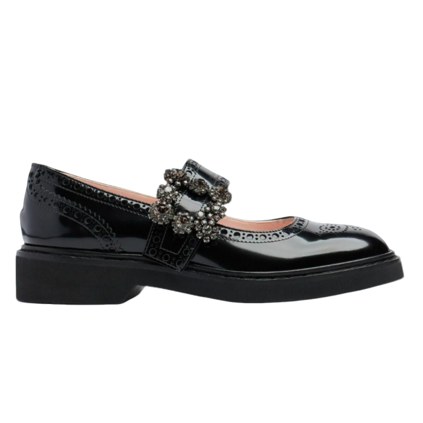 未使用 Roger Vivier/罗杰·维威耶 皮革圆头搭扣粗跟 玛丽珍鞋3cm