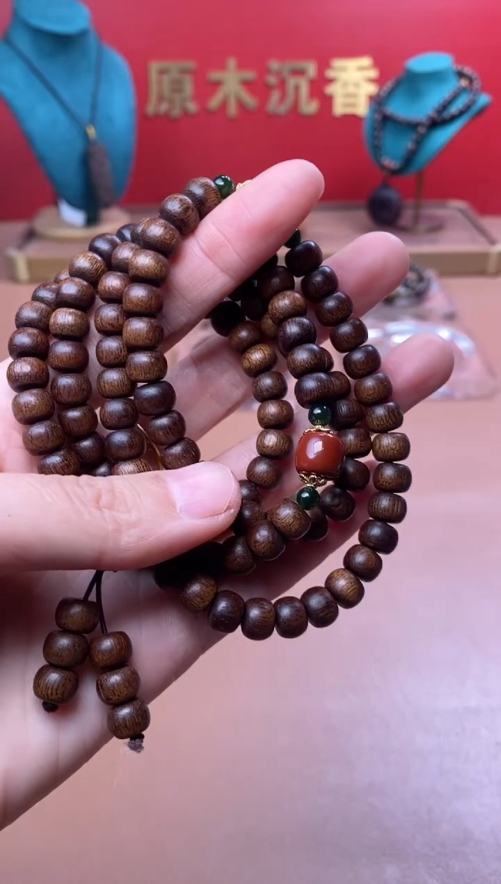 【闪购商品】沉香手串Y沉水玉化富森红土6*8*108颗