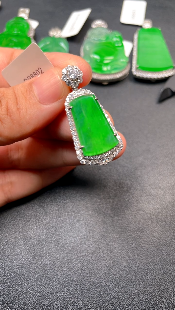 吊坠(不含链)银S925镶嵌翡翠吊坠