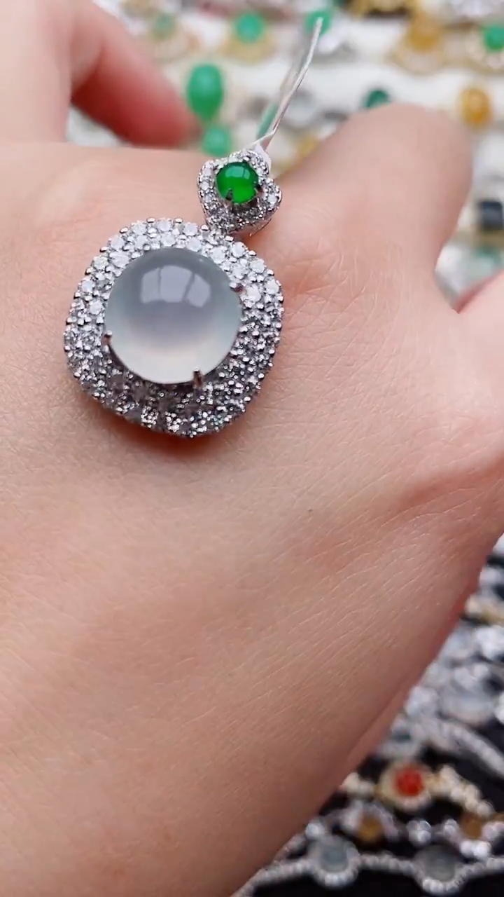 吊坠(不含链)银S925镶嵌翡翠128