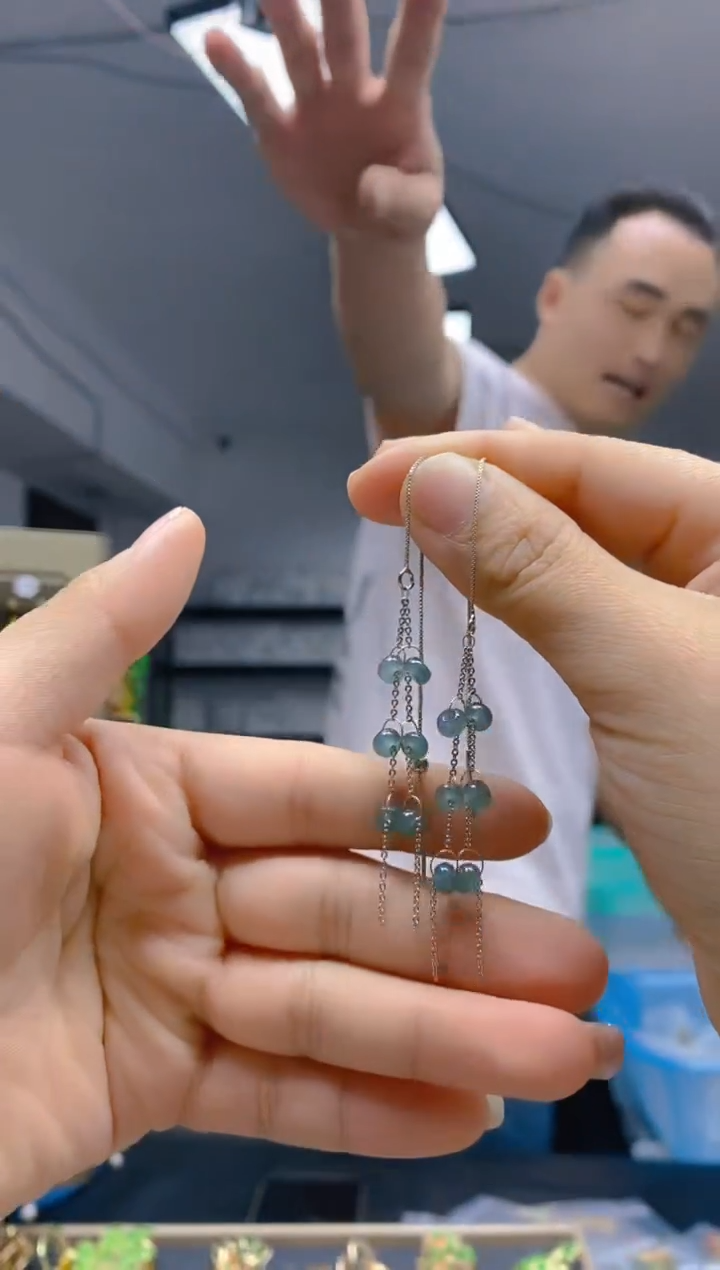 【闪购商品】翡翠耳饰银S925镶嵌211翡翠耳线