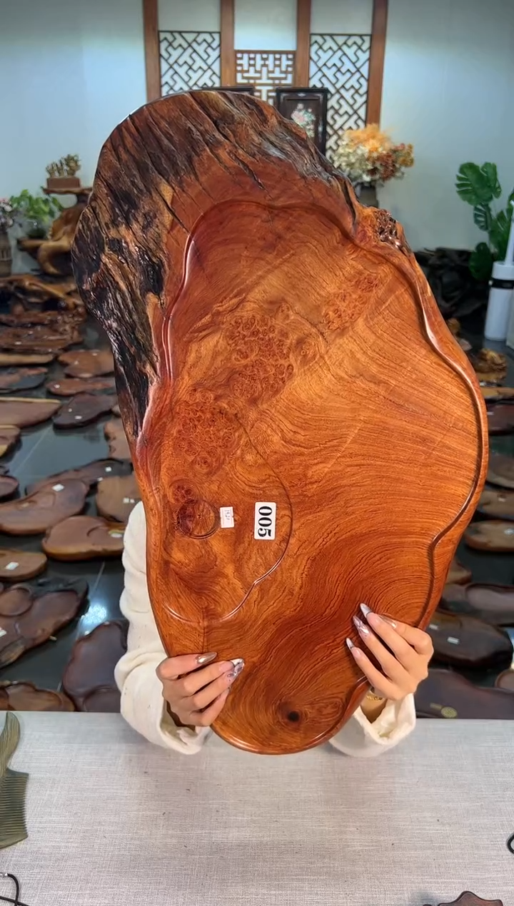 【闪购商品】大果紫檀（缅甸花梨）茶盘005