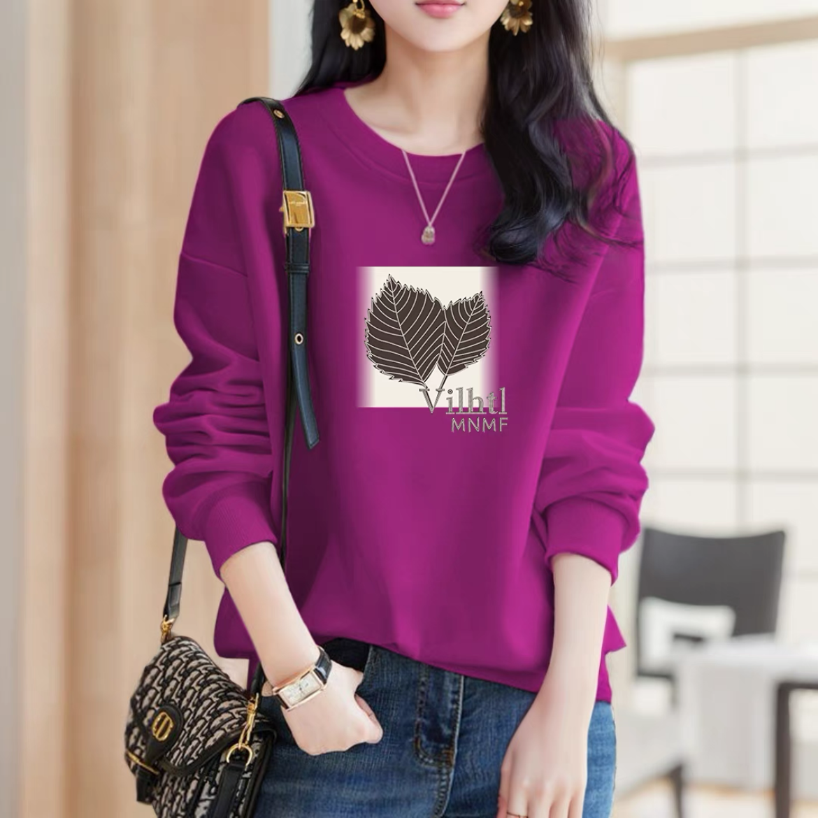 胖mm时尚百搭卫衣女士春秋季韩版宽松大码洋气减龄外套休闲上衣潮