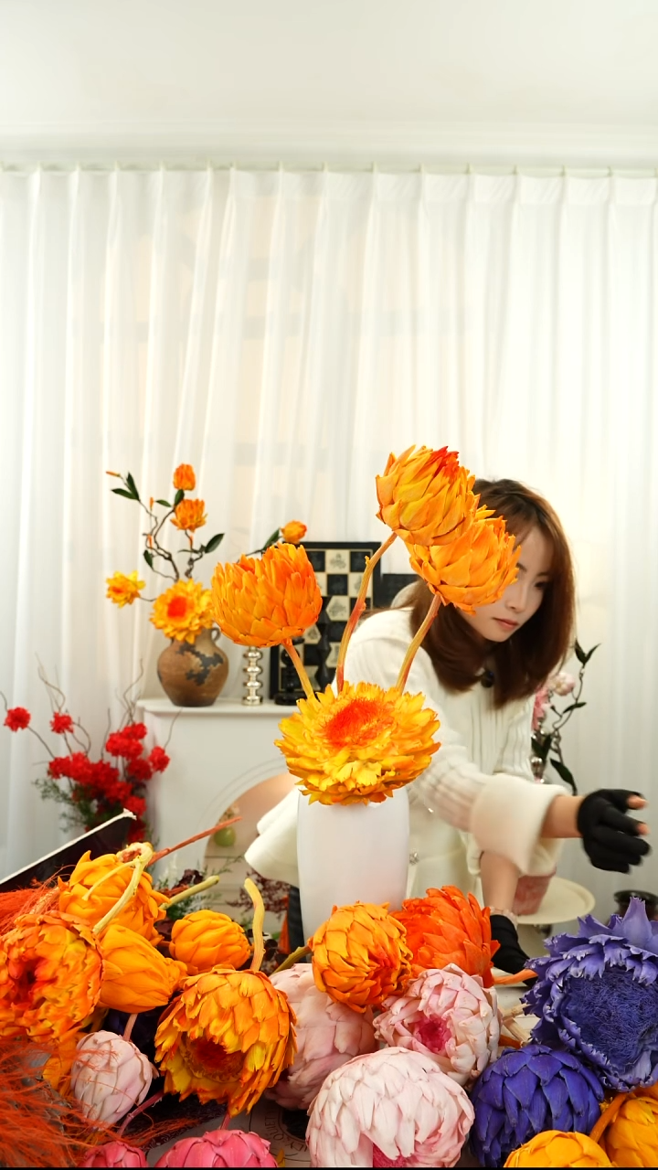 永生洋蓟 霸王花 四个头微瑕 【烈焰橙】A19