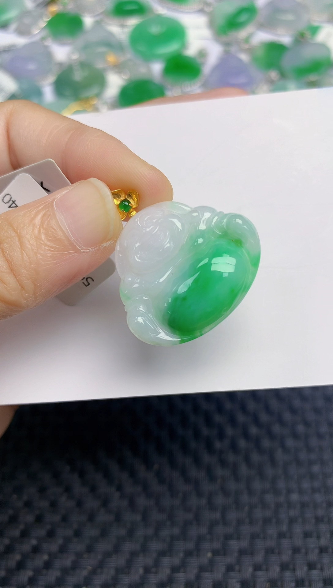 颈饰18K金镶嵌翡翠天然缅甸A货翡翠百元以上9元证书费自理