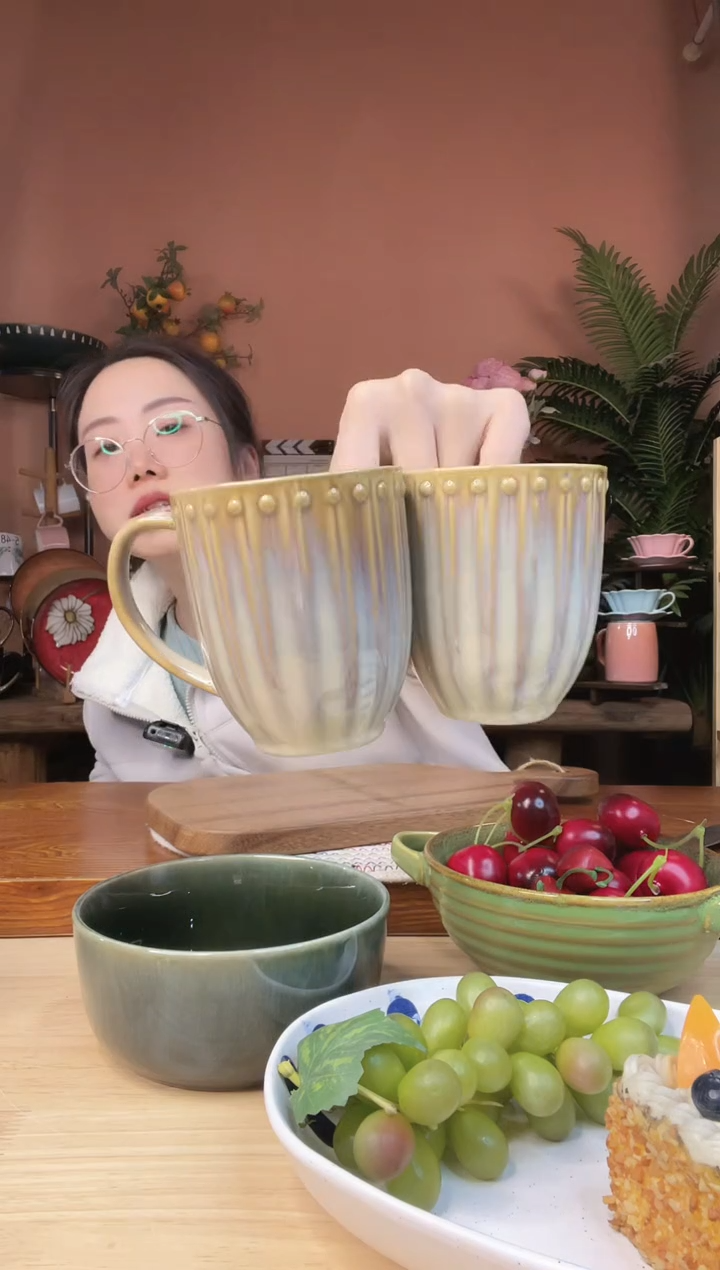 陶瓷400毫升珠点水杯 2件 微瑕疵