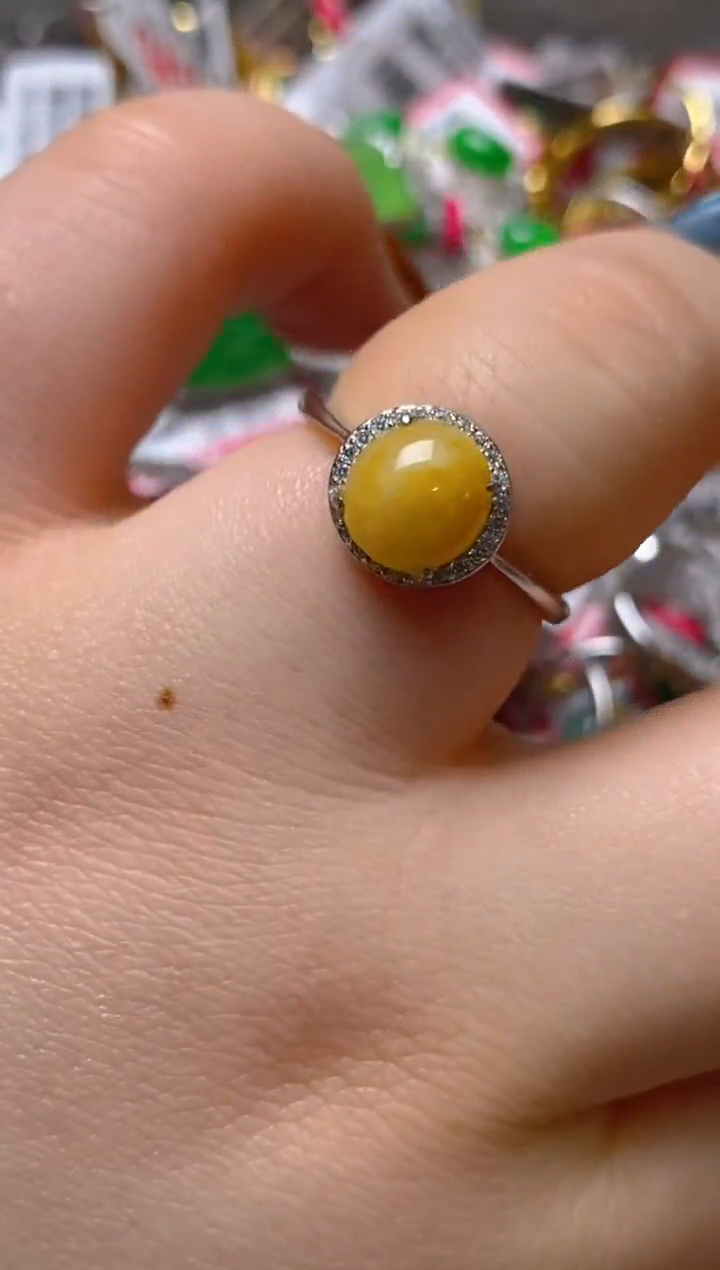 银S925镶嵌戒指翡翠百内无证书