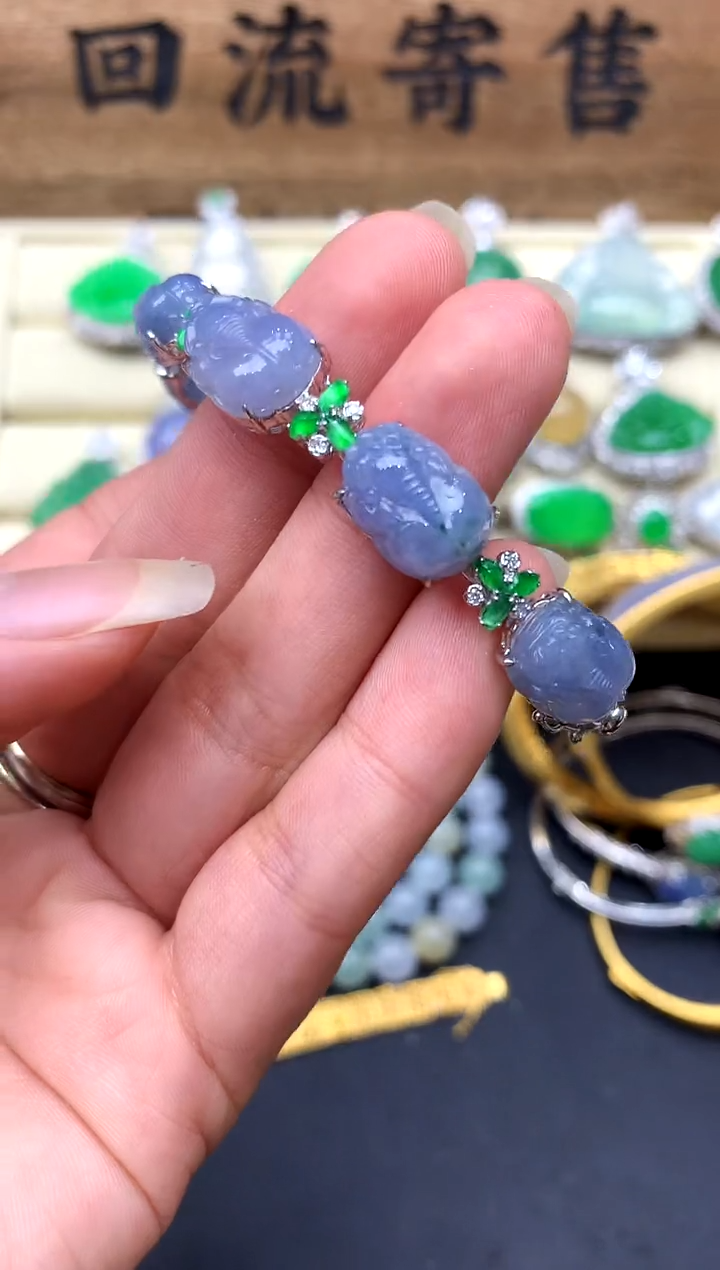 【闪购商品】翡翠手镯18K金镶嵌384-中国好珍宝