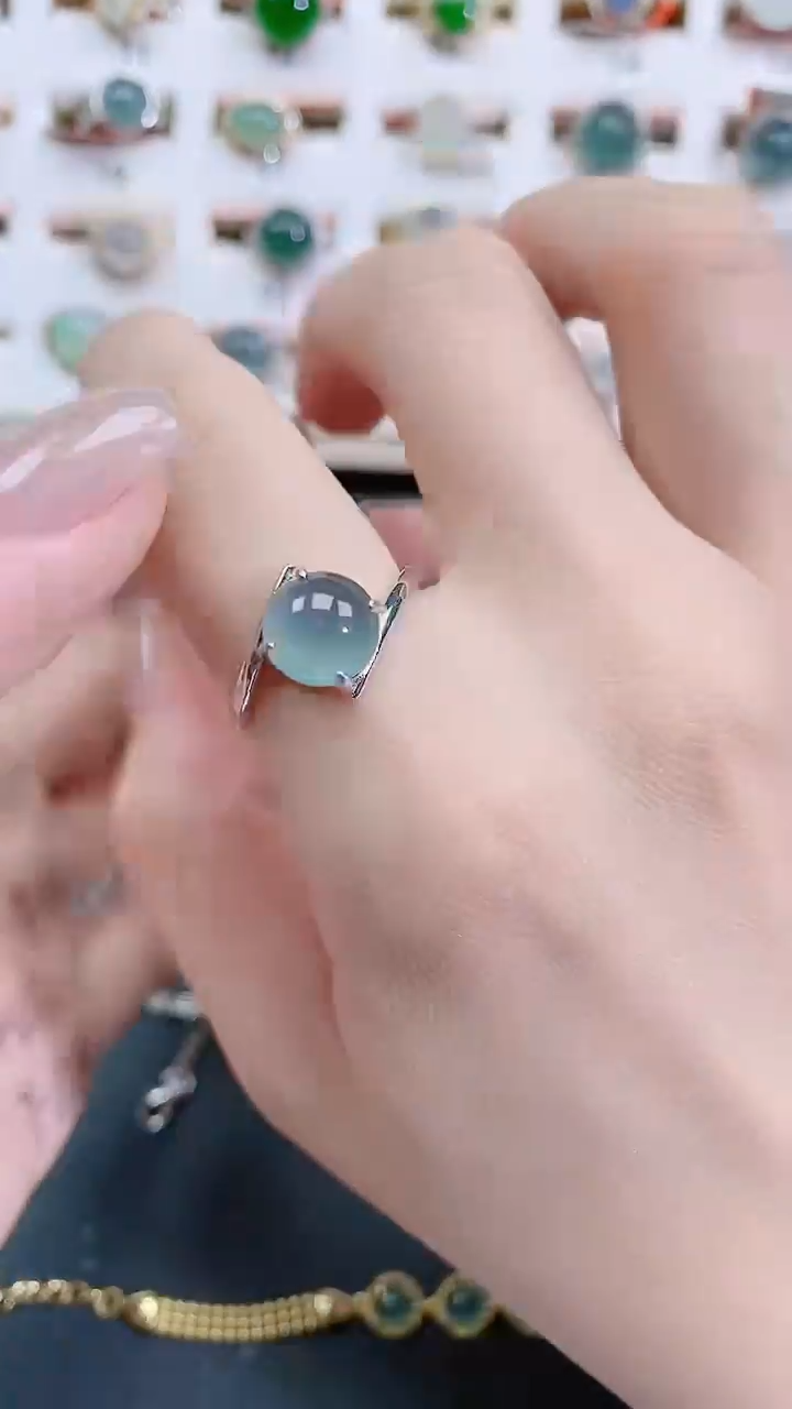银S925镶嵌戒指翡翠天然翡翠