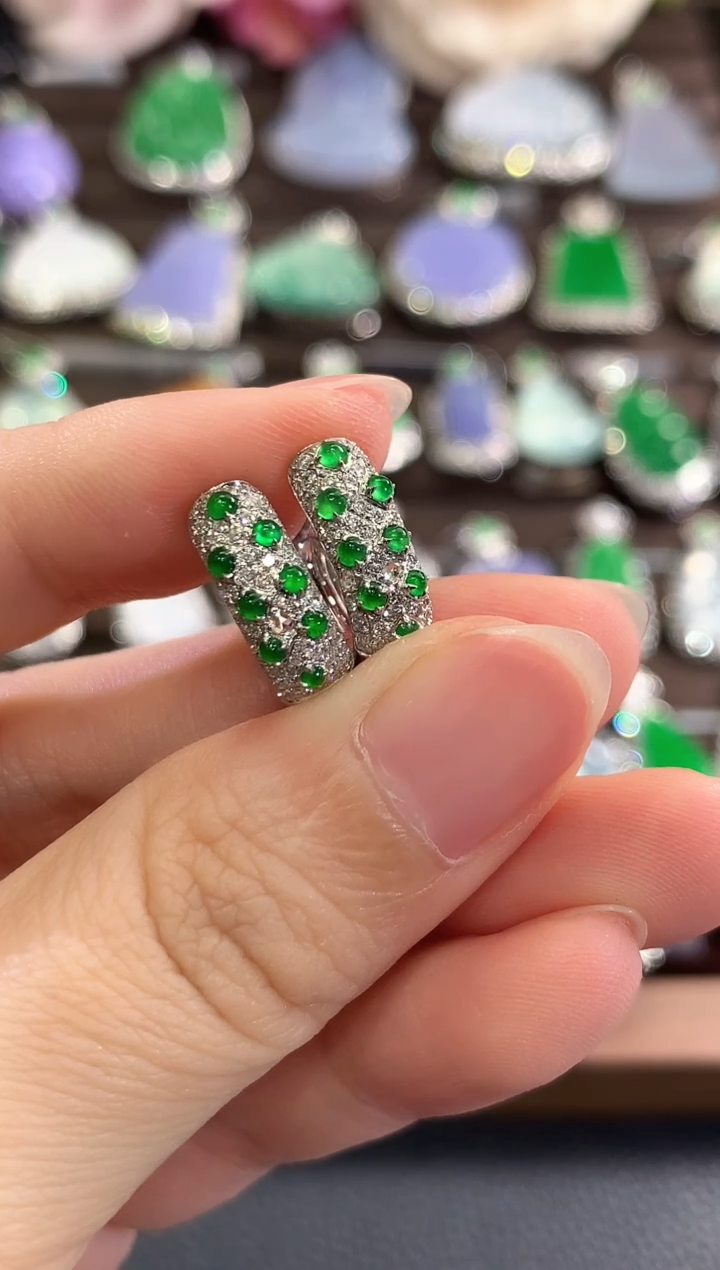 18K金镶嵌翡翠耳饰c1-无鉴赏期 多样性一件发货