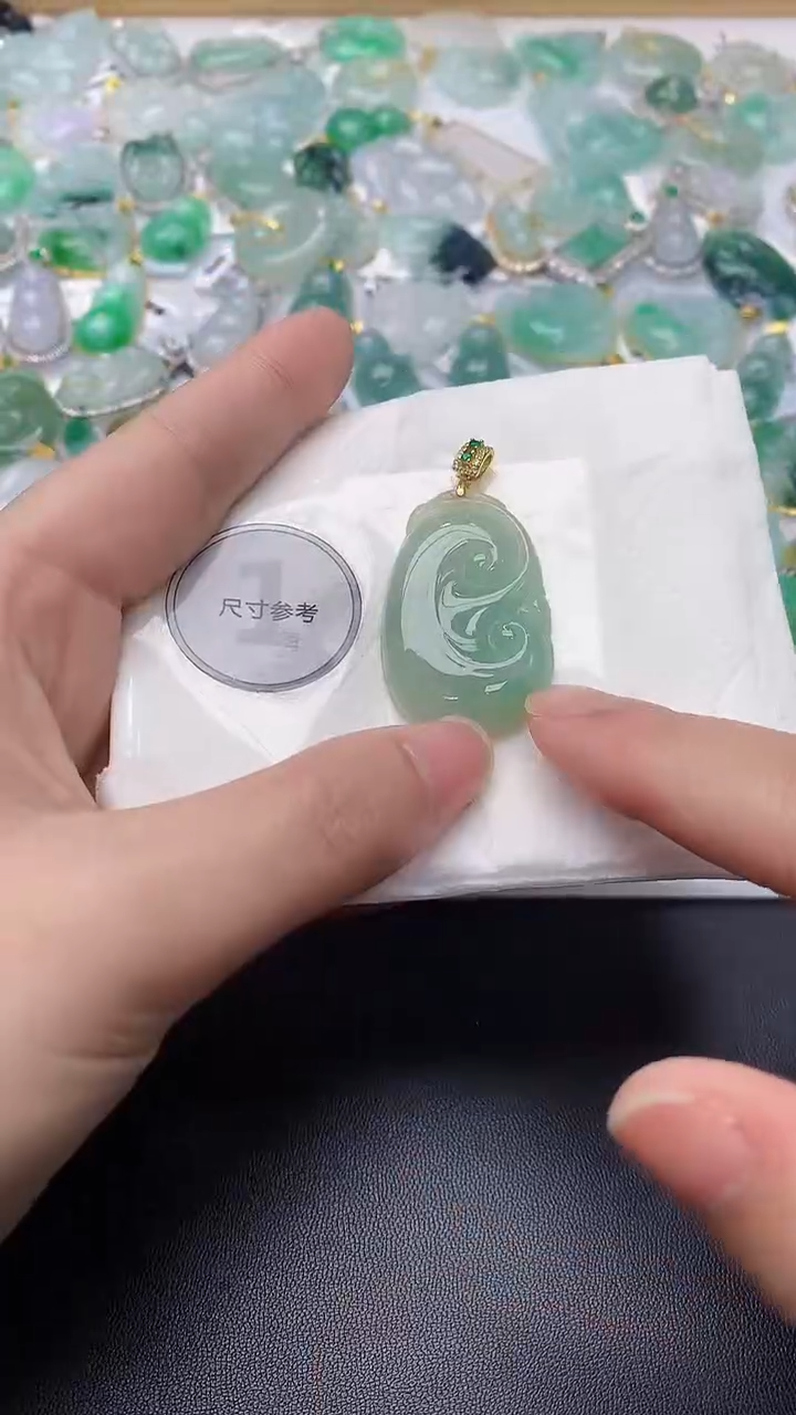 颈饰银S925镀金镶嵌翡翠天然缅甸A货百元以上9元证书费自理