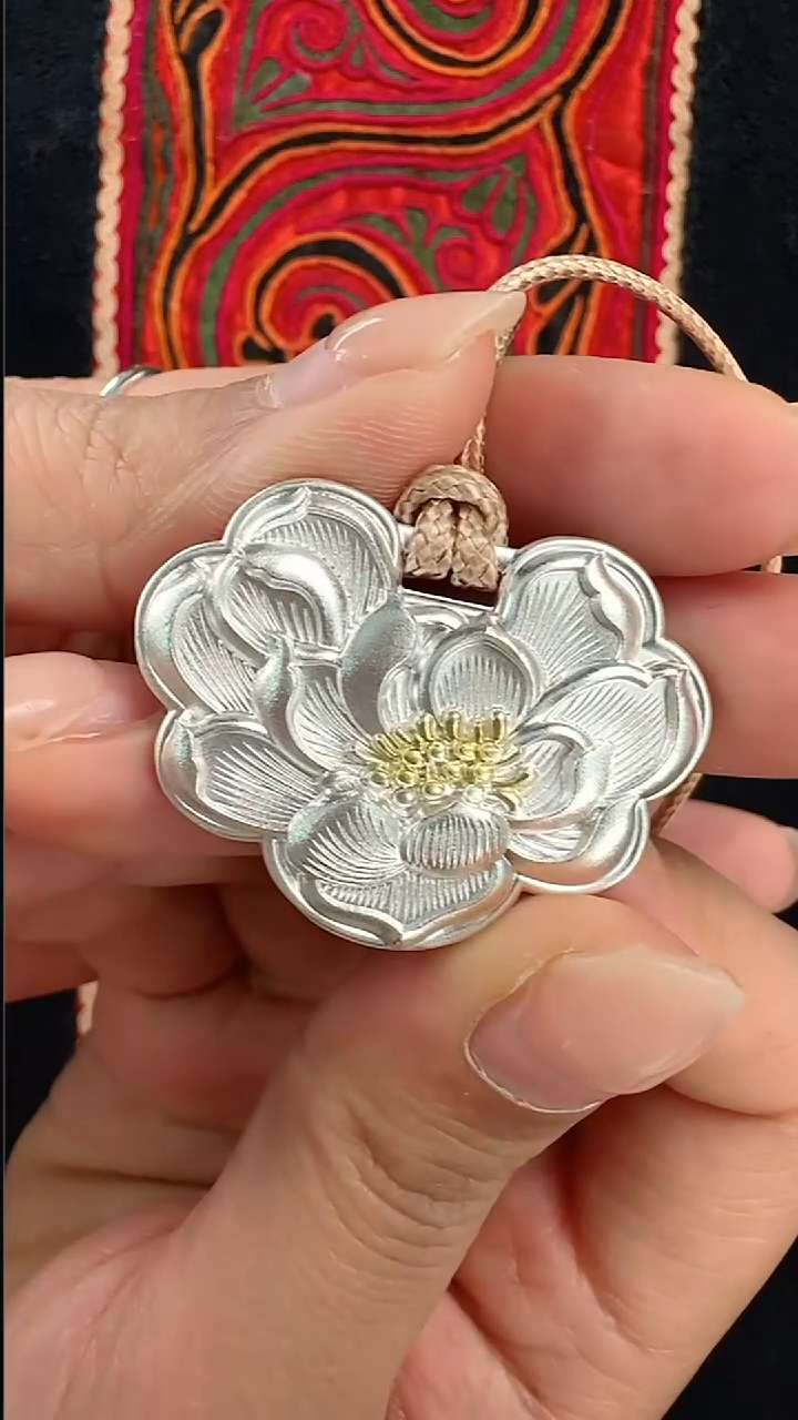无吊坠足银足银牡丹花吊坠一整套