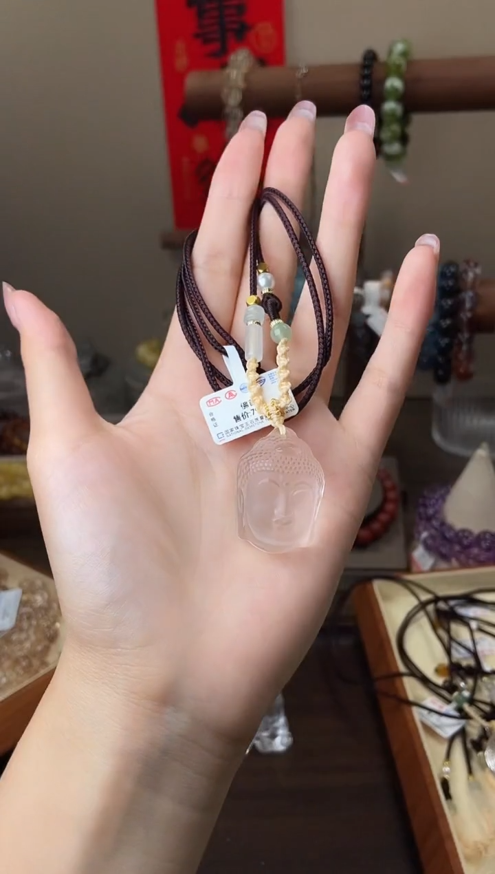 未镶嵌吊坠(赠链)水晶白水晶佛首吊坠