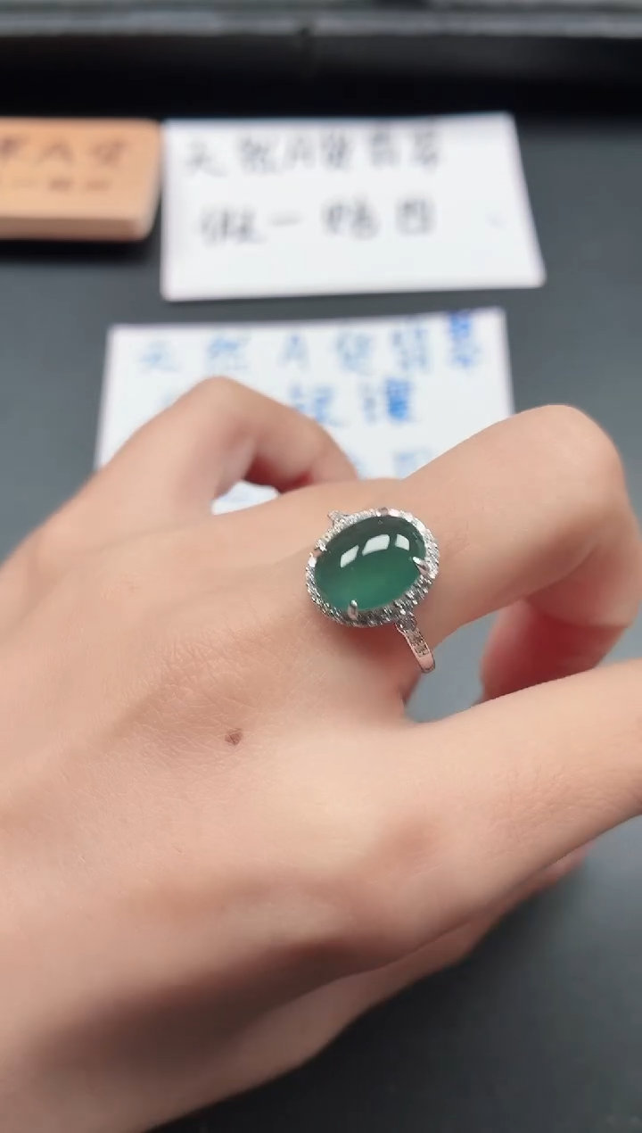 银S925镶嵌戒指翡翠1