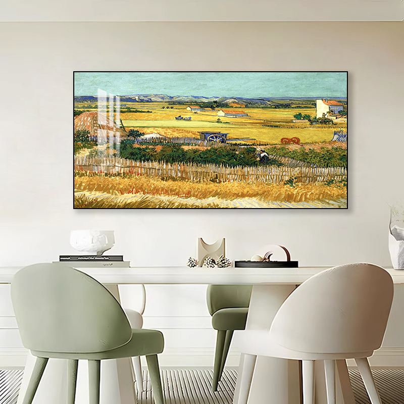 单幅横版挂画餐厅装饰画现代简约风小清新动物摆件绿植手工晶瓷画