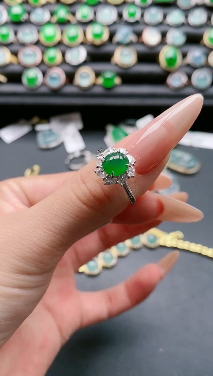 【闪购商品】翡翠戒指银S925镶嵌1111
