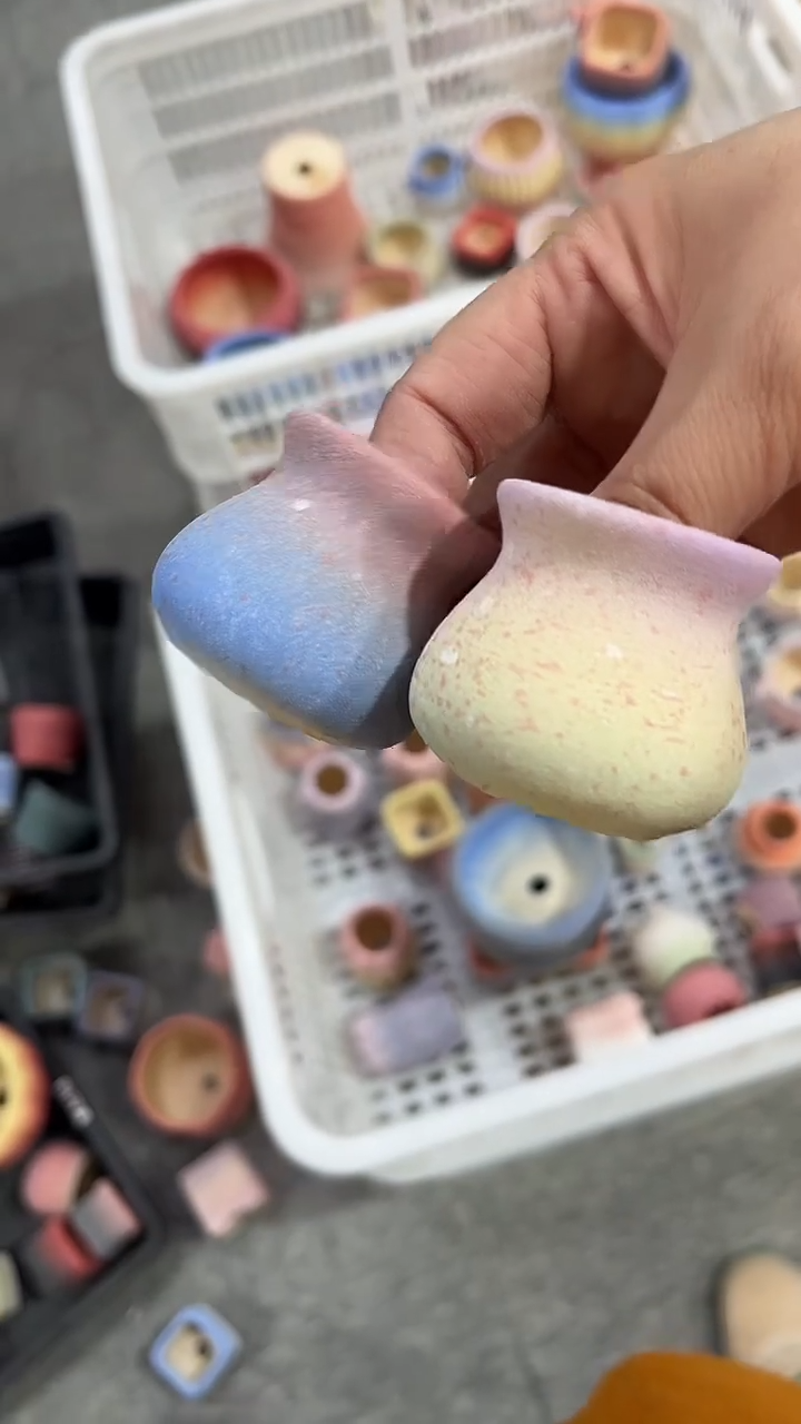 麦饭石粗陶多肉花盆两个