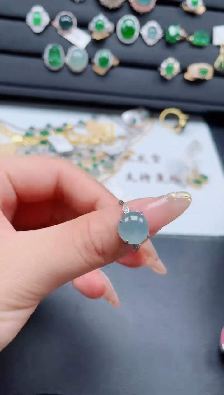 翡翠戒指银S925镶嵌312312