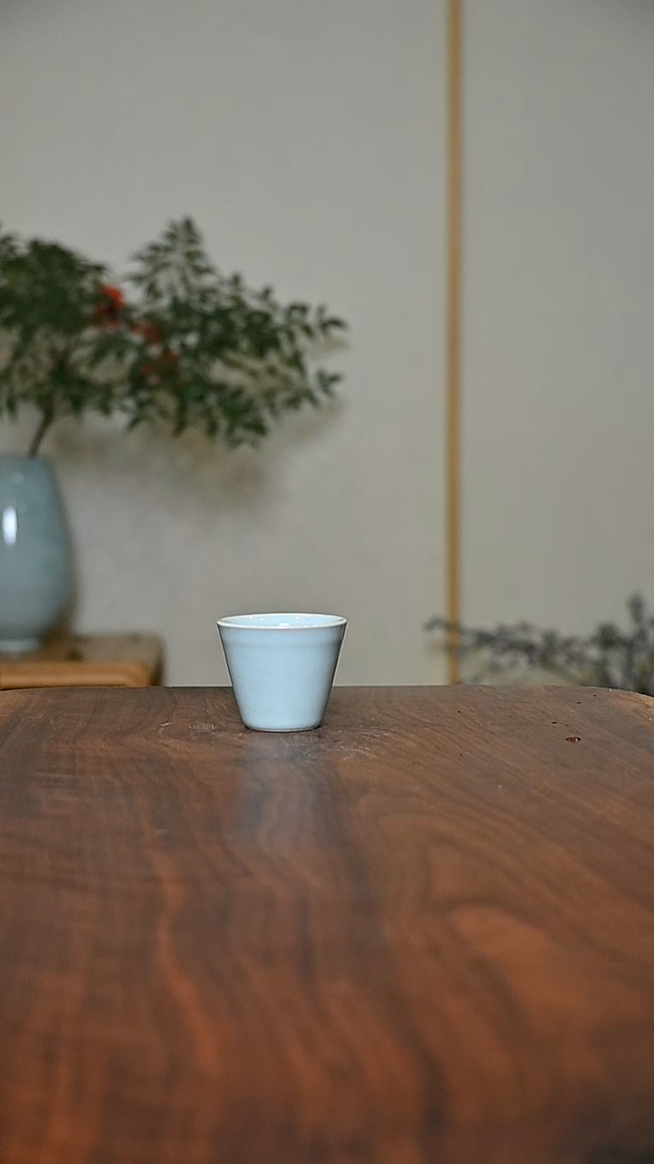 小杯 天青 微瑕 朱家款
