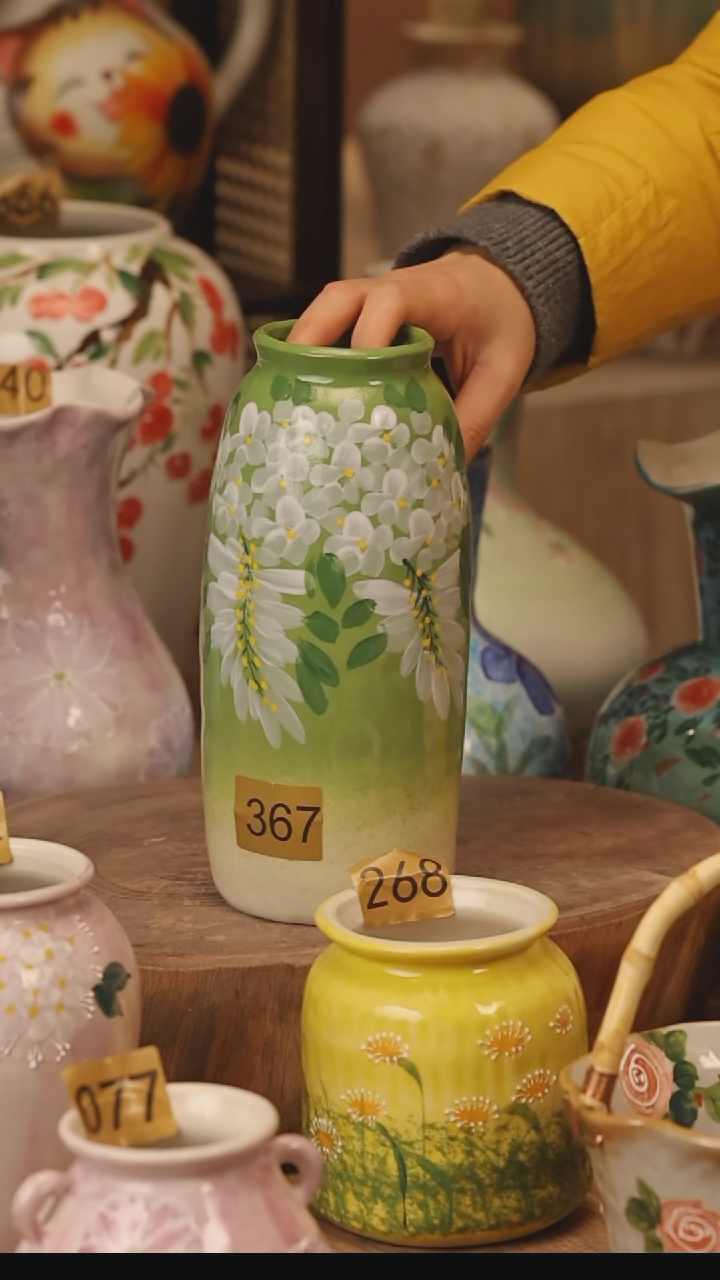 陶瓷景德镇设计师手作花器摆件侘寂风@M367@